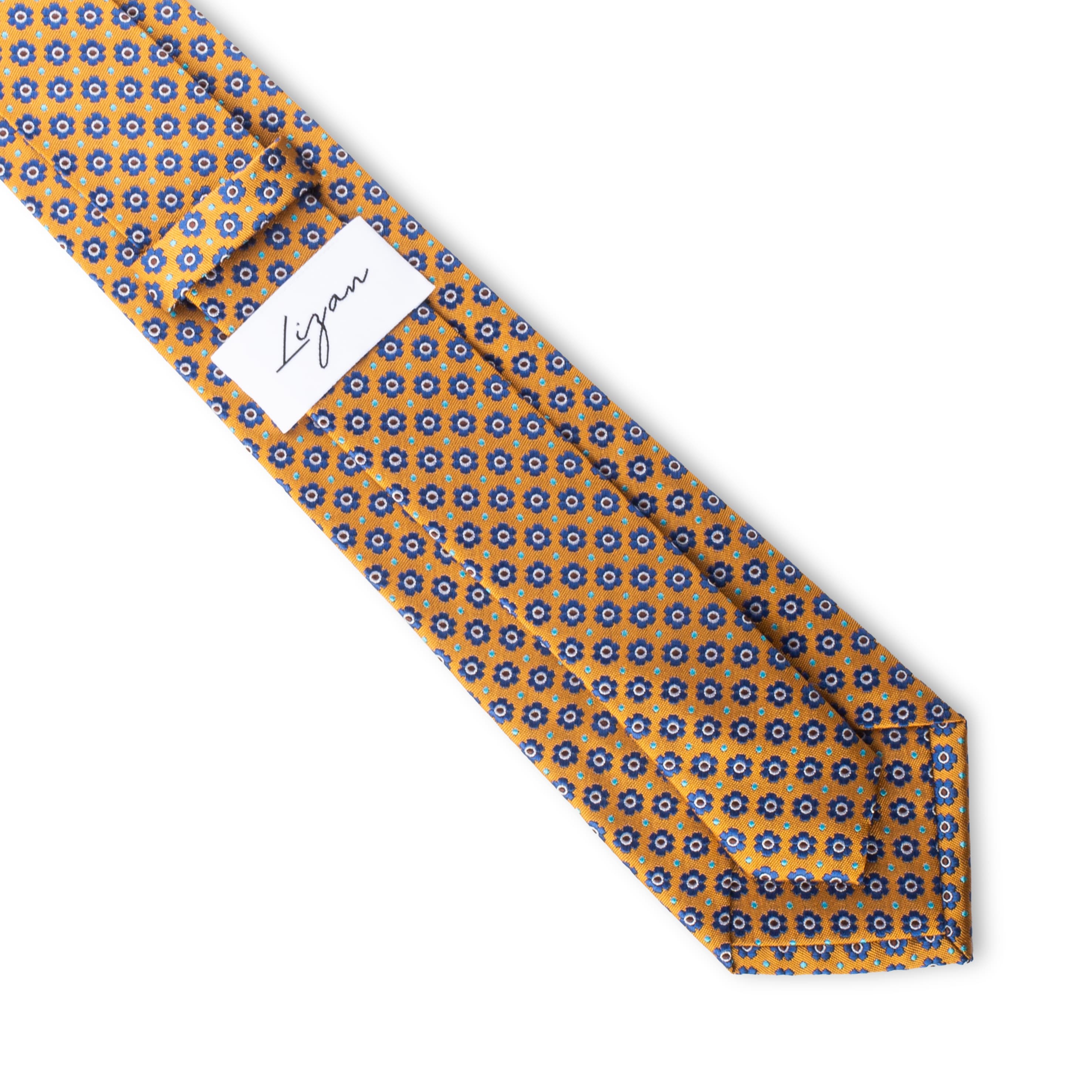 Corbata Lizan Floral Mostaza & Azul