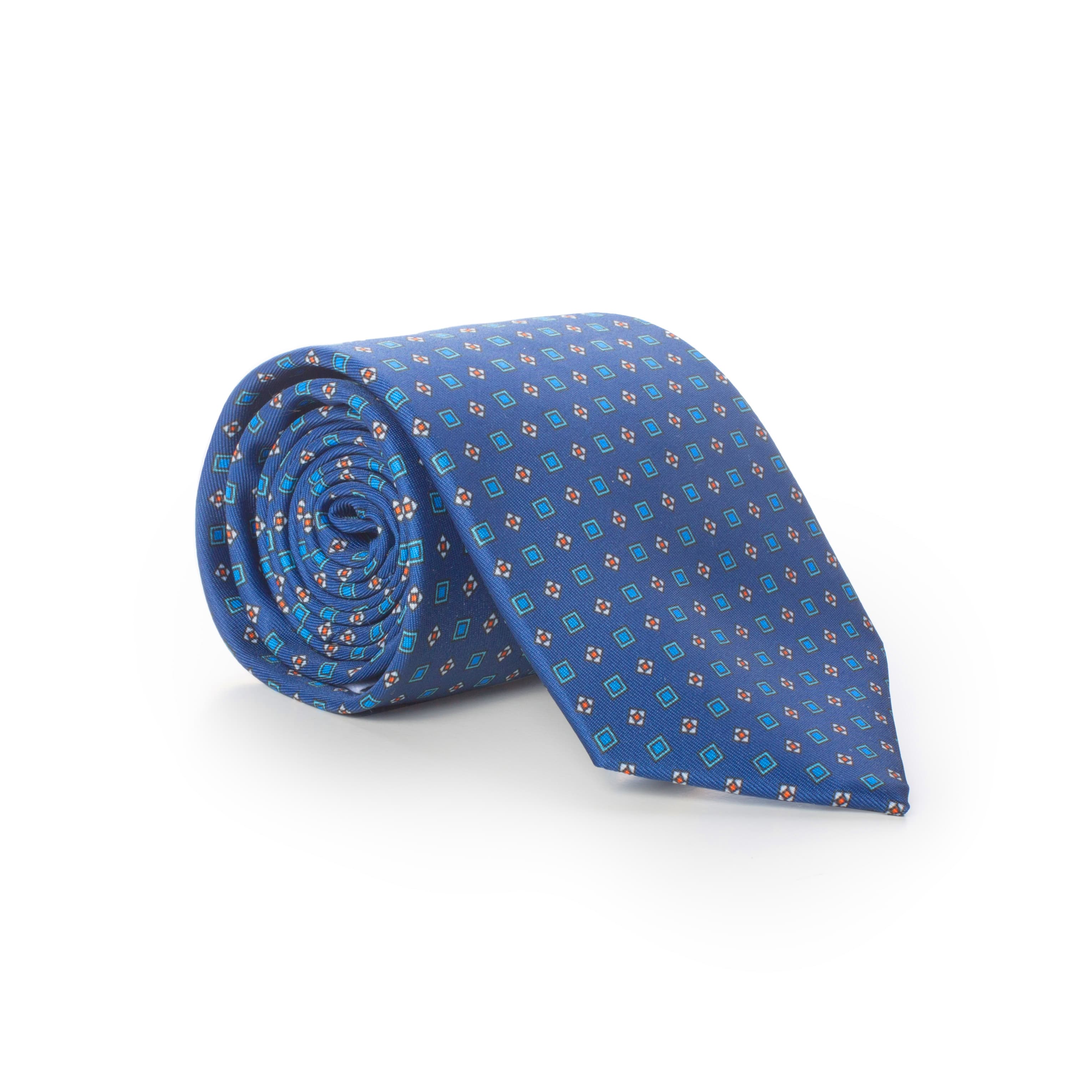 Corbata Lizan Geométrica Azul Profundo