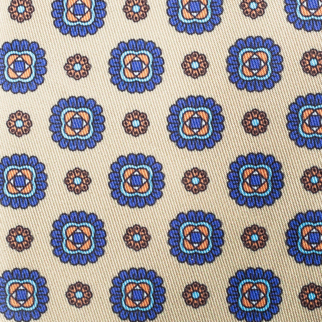 Corbata Lizan Floral Azul & Arena