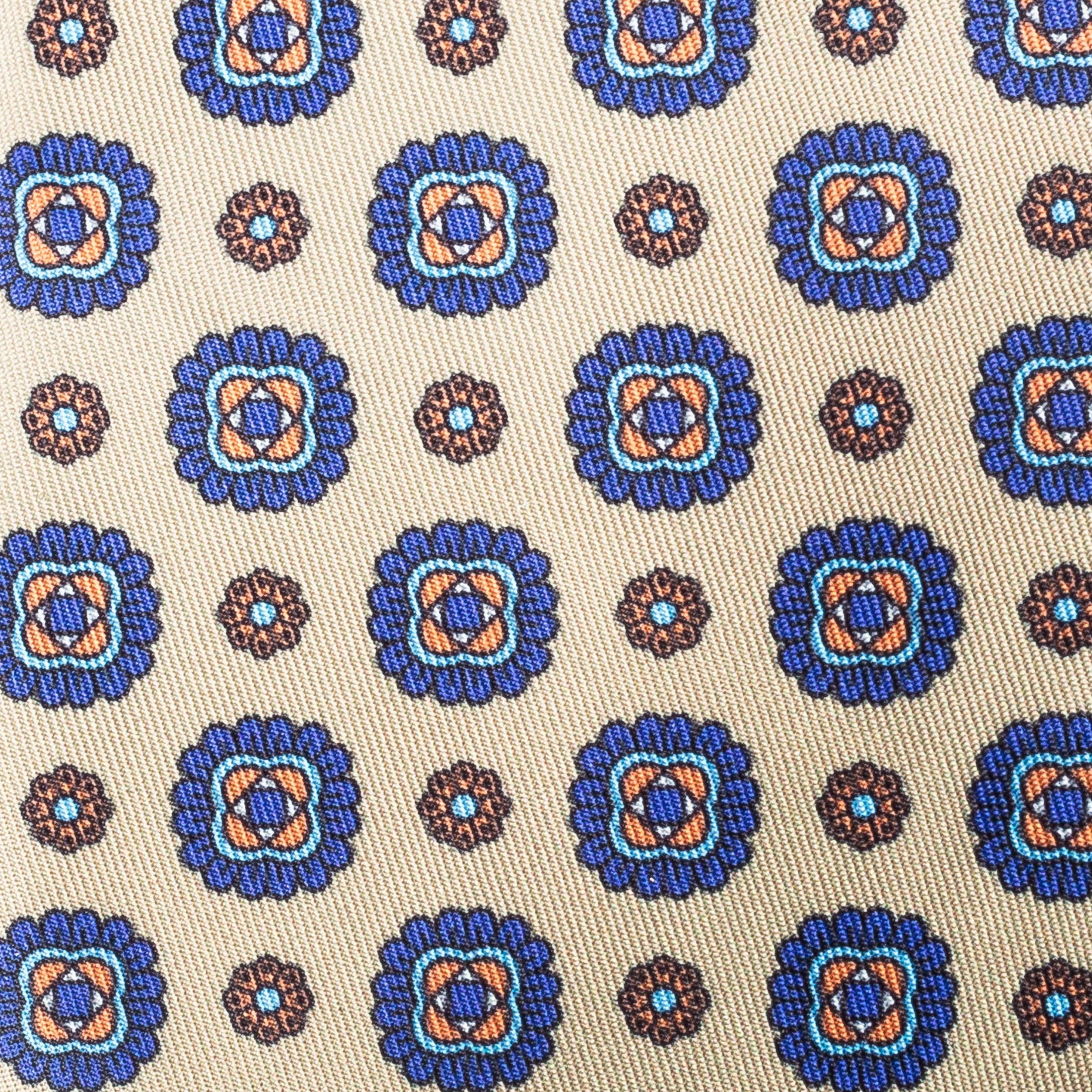 Corbata Lizan Floral Azul & Arena