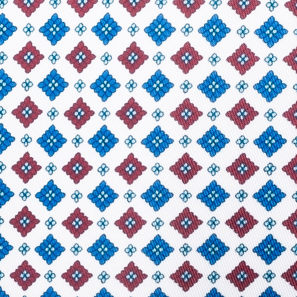 Corbata Lizan Geométrica Blanco, Azul & Burdeos