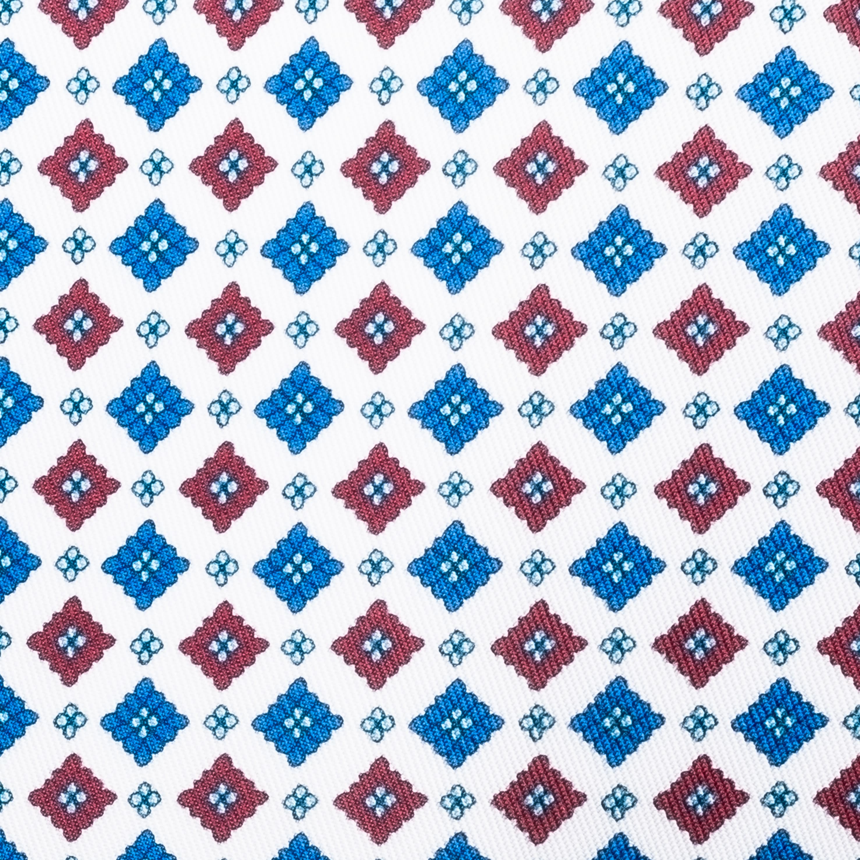 Corbata Lizan Geométrica Blanco, Azul & Burdeos