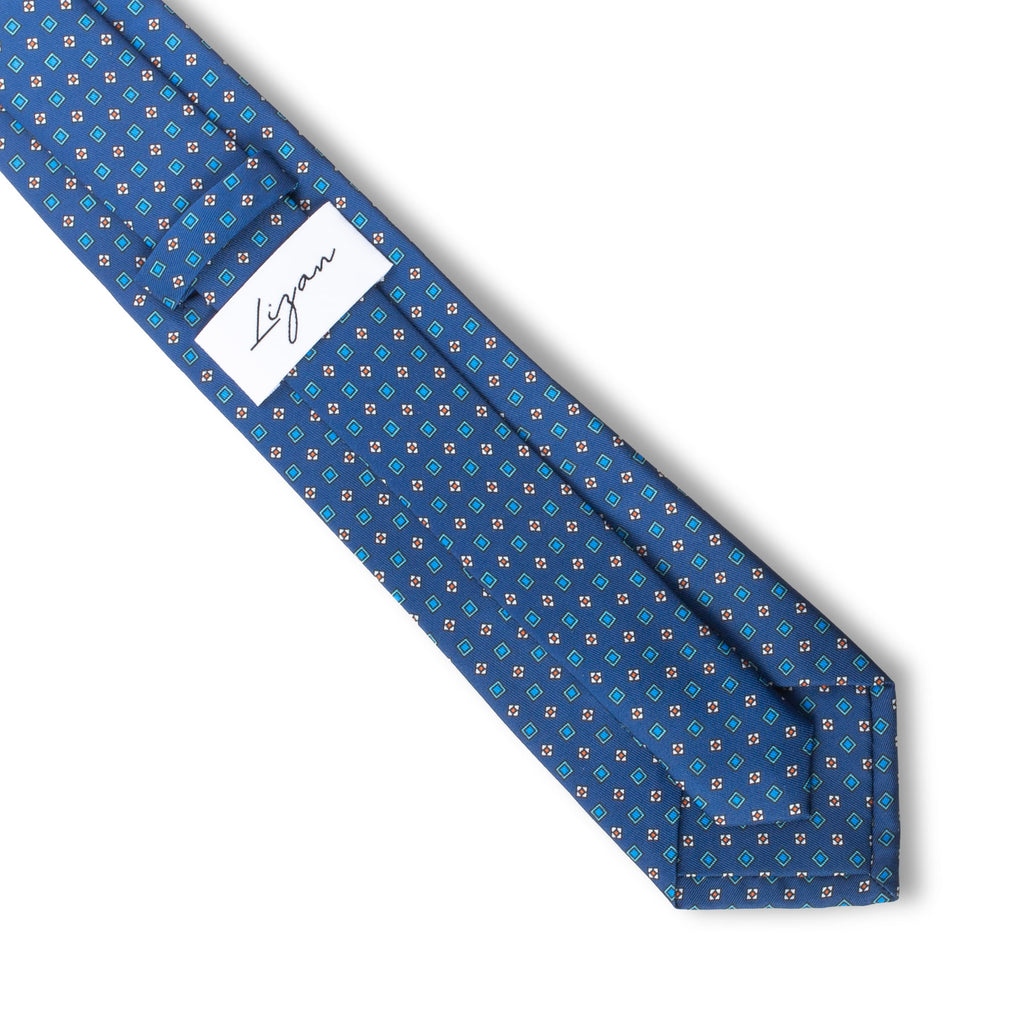 Corbata Lizan Geométrica Azul Profundo