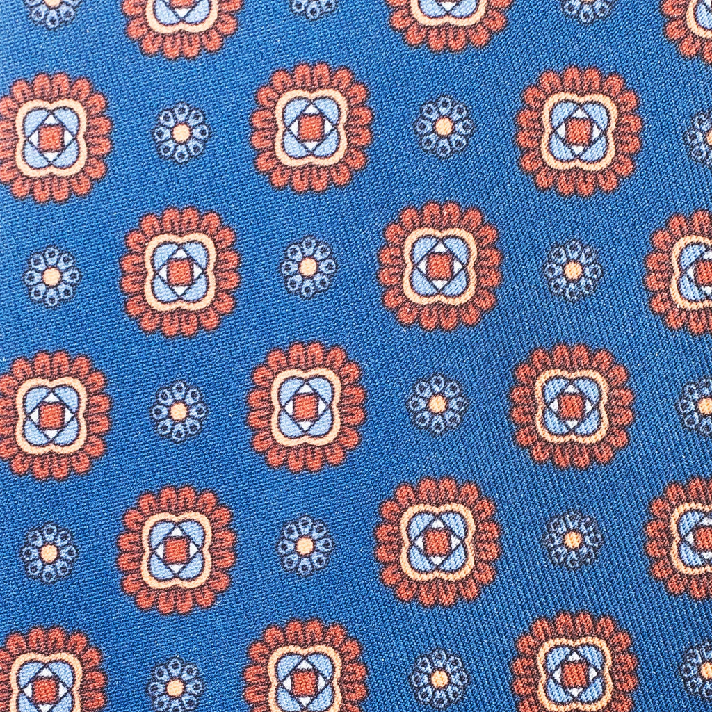 Corbata LIZÁN Floral Azul & Teja