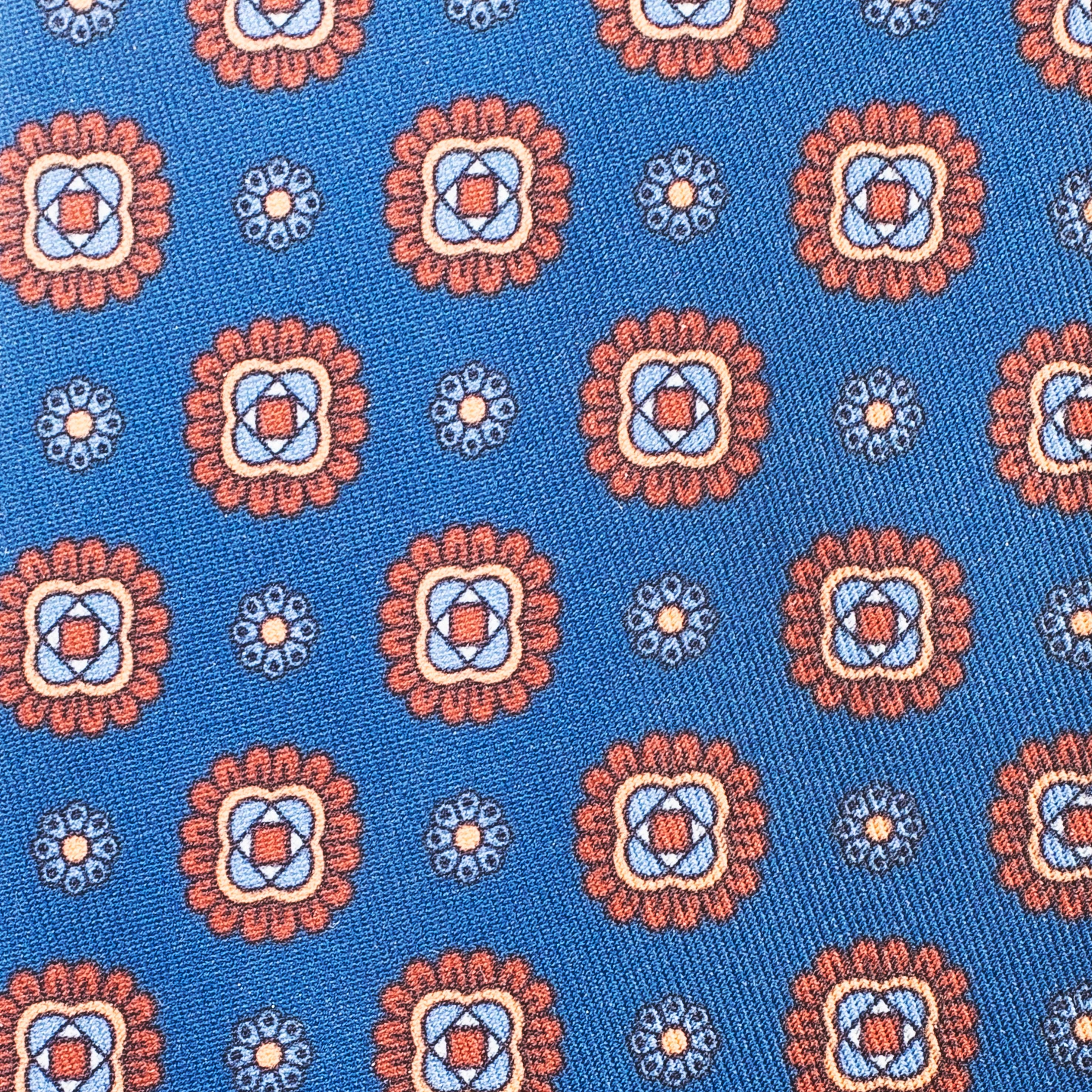 Corbata LIZÁN Floral Azul & Teja