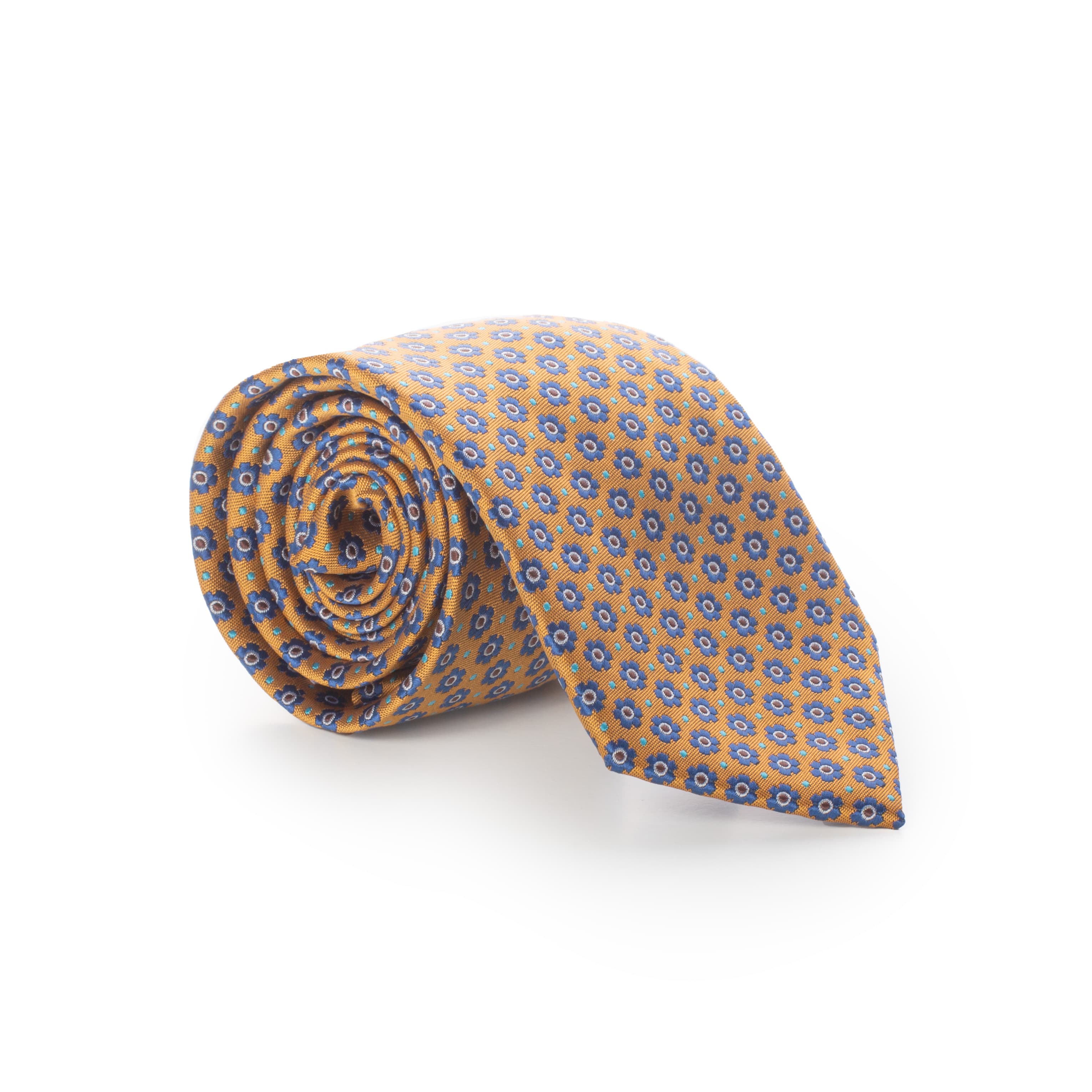 Corbata Lizan Floral Mostaza & Azul