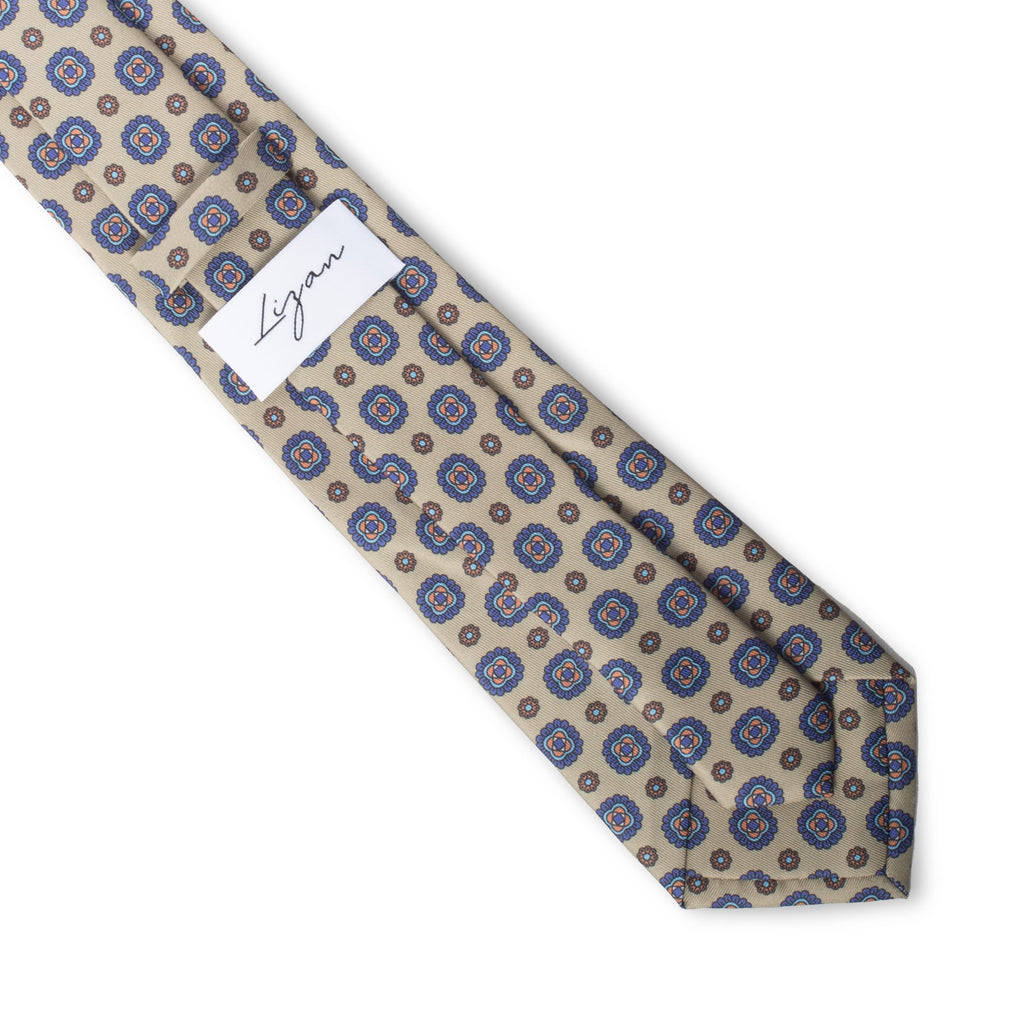 Corbata Lizan Floral Azul & Arena
