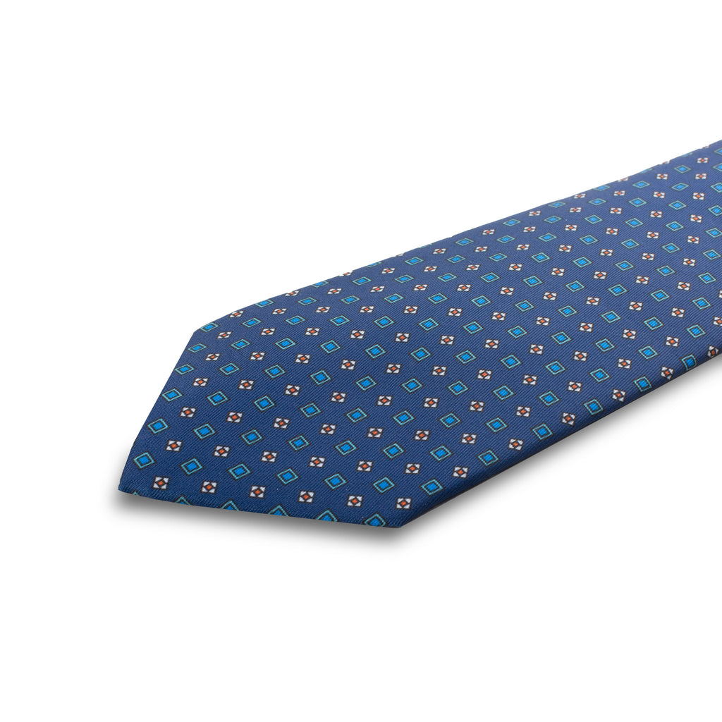 Corbata Lizan Geométrica Azul Profundo