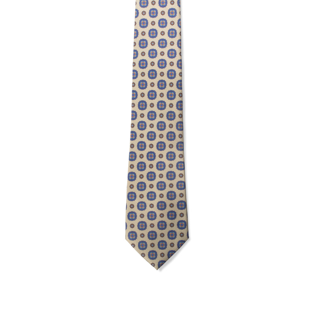 Corbata Lizan Floral Azul & Arena