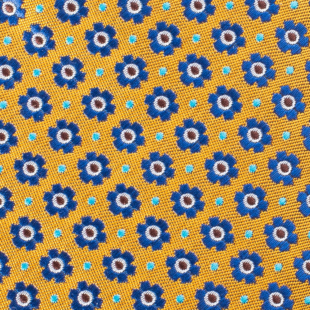 Corbata Lizan Floral Mostaza & Azul