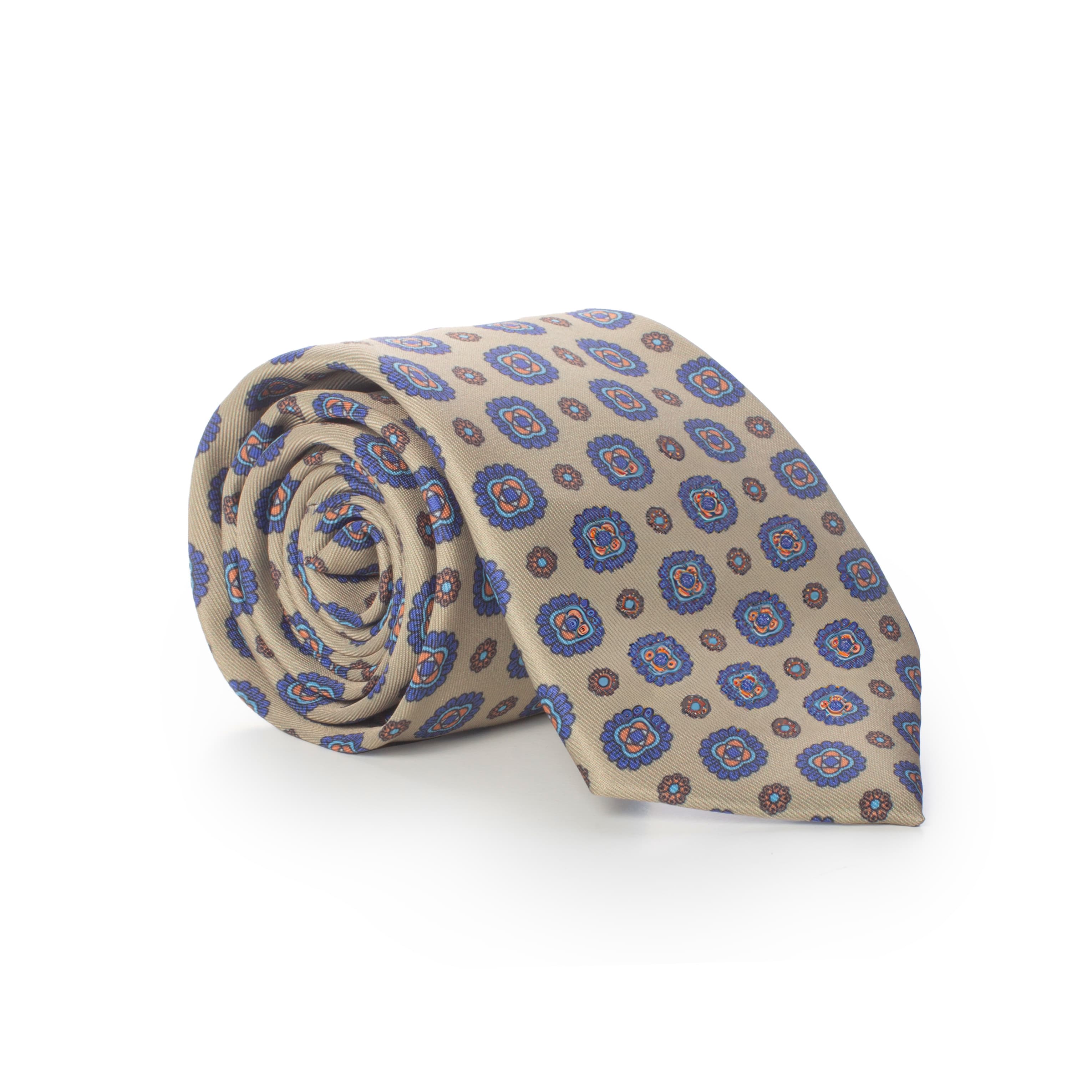 Corbata Lizan Floral Azul & Arena